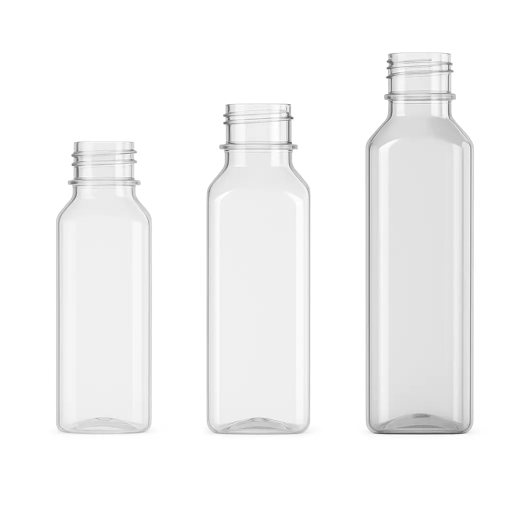 Juice Square Bottles (PET Material)